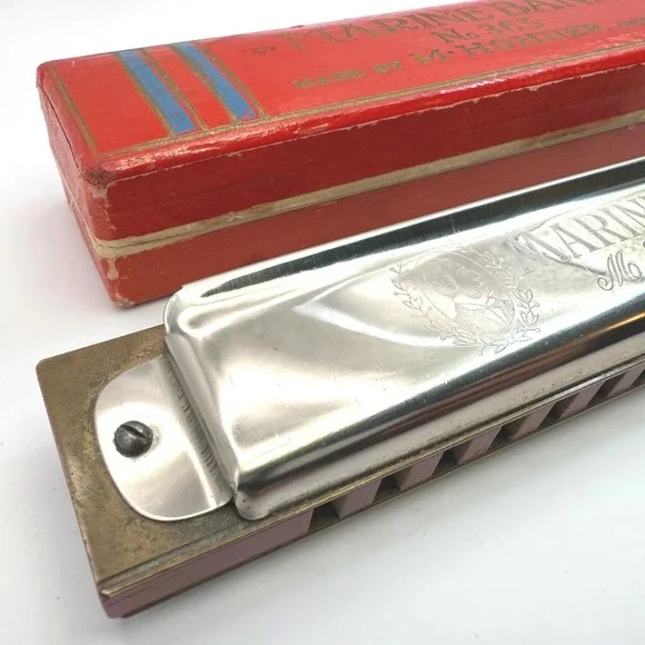 Vintage Hohner Marine Band No. 365 Harmonica‎ Germany w/ Original Box
